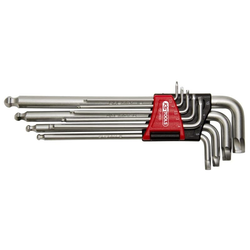 KS TOOLS - 151.2800 - Jeu de clés allen 1,5 à 10 mm - 9 clés mâles - Clé 6 pans pour empreinte de vis abimées - En acier trempé