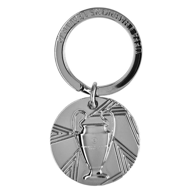 AMBALCOM UEFA Champions League Porte-clés - Mini réplique de trophée - Design rond en métal - Article officiel pour les fans, No