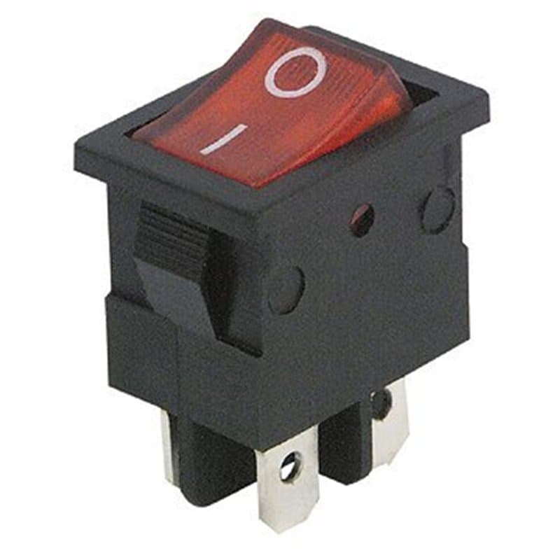 Mini-interrupteur à bascule - 4 pôles avec témoin lumineux rouge - Environ 250 V - 6,5 A - 2 positions : marche/arrêt