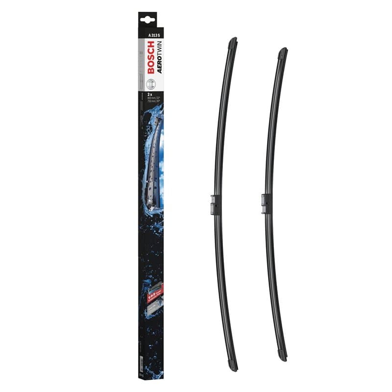 Bosch Balais d'Essuie–Glace Plats Aerotwin A313S, Longueur: 800mm/750mm – 1 Paire de Balais avant