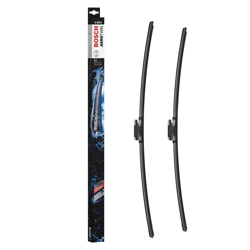 Bosch Balais d'Essuie–Glace Plats Aerotwin A428S, Longueur: 800mm/750mm – 1 Paire de Balais avant