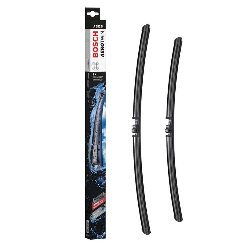 Bosch Balais d'Essuie–Glace Plats Aerotwin A582S, Longueur: 600mm/530mm – 1 Paire de Balais avant