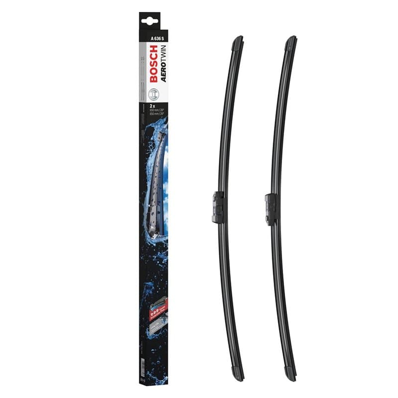 Bosch Balais d'Essuie–Glace Plats Aerotwin A636S, Longueur: 650mm/650mm – 1 Paire de Balais avant