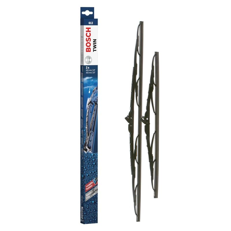 Bosch Balais d'Essuie–Glace Plats Conventionnel Twin 612, Longueur: 600mm/400mm – 1 Paire de Balais avant