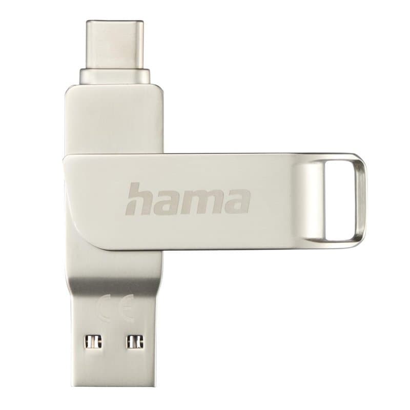 Hama C-Rotate Pro Clé USB 3.1 - Flash Drive 256 Go, Vitesse jusqu'à 100 Mo/s, Clef avec connecteurs USB A & USB C, pour PC/Mac/T
