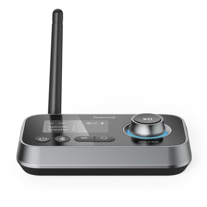 Hama Émetteur Recepteur Bluetooth Link.it Duo pour TV Stéréo Ecran Audio Video, Adaptateur Bluetooth Multipoint pour 2 Sources,
