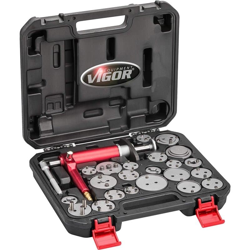 ViGOR Rétracteur de piston de frein V1711N I Jeu de 23 outils pneumatiques, Rétracteur de frein pour tourner et pousser les pist
