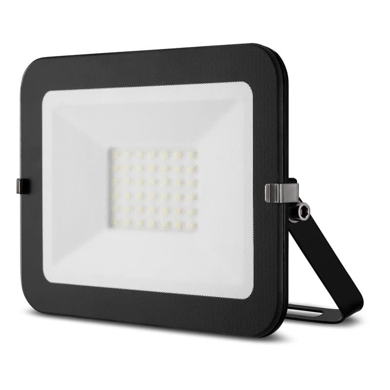Projecteur LED 30 W noir orientable avec arceau de fixation, design plat, IP65