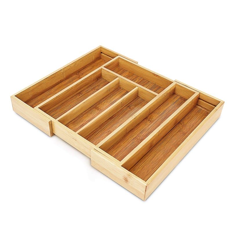 Relaxdays 10018883 Range-Couvert Extensible Rangement pour Tiroir Cuisine Bambou Nature