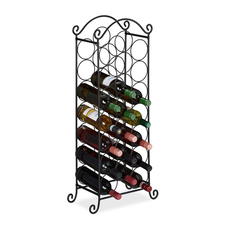 Relaxdays casier à vin, 21 Bouteilles, étagère décorative pour Cuisine, Cave et Bar, métal, HLP 88 x 33 x 20 cm, Noir