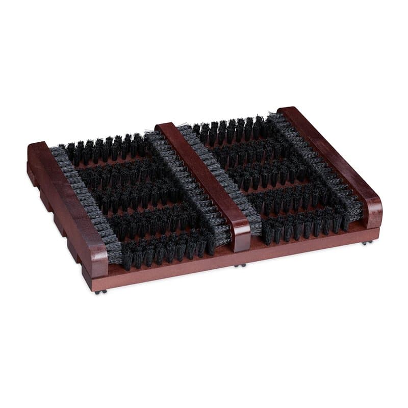 Relaxdays Grille Gratte-Pieds en Bois, antidérapant, brosses en Plastique, pour intérieur et extérieur, Marron et Noir