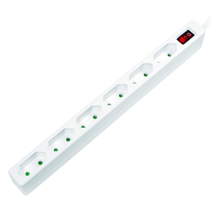 LogiLink LPS232 Multiprise, à 6 prises (prise européenne) CEE 7/16, avec interrupteur marche/arrêt et sécurité enfant, blanche