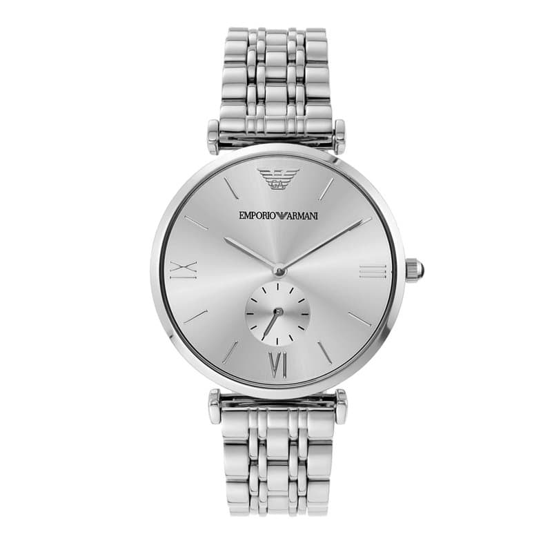 Emporio Armani Montre pour homme, mouvement à quartz, boîtier en acier inoxydable de 40 mm avec bracelet en acier inoxydable, AR