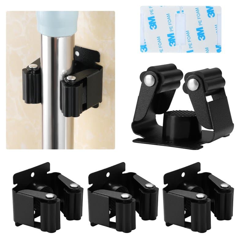 4 supports muraux pour balai en inox, porte-balai auto-adhésif, support de serpillière, d'appareils, système d'organisation idéa