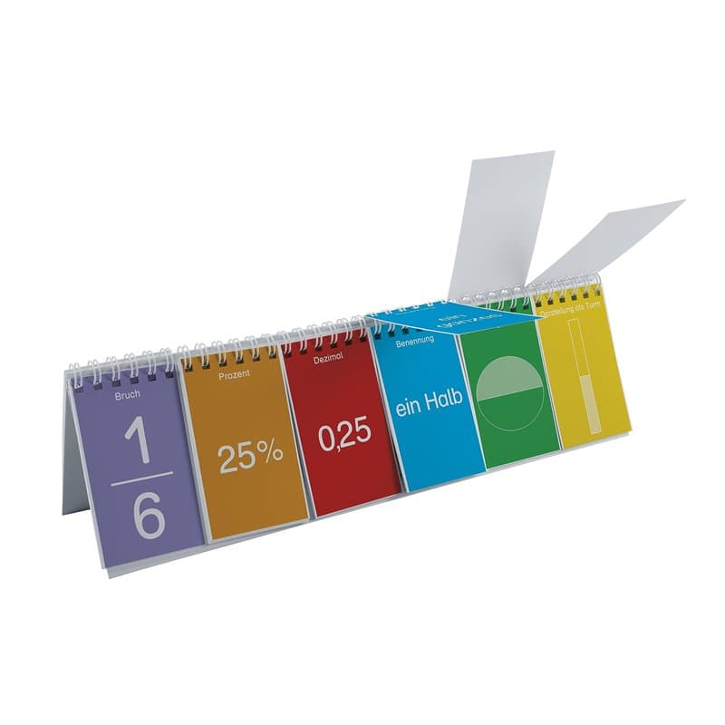 TimeTEX - Tableau à rabat | Apprentissage des fractions les plus importantes et leur représentation. 20 blocs de rabats de coule