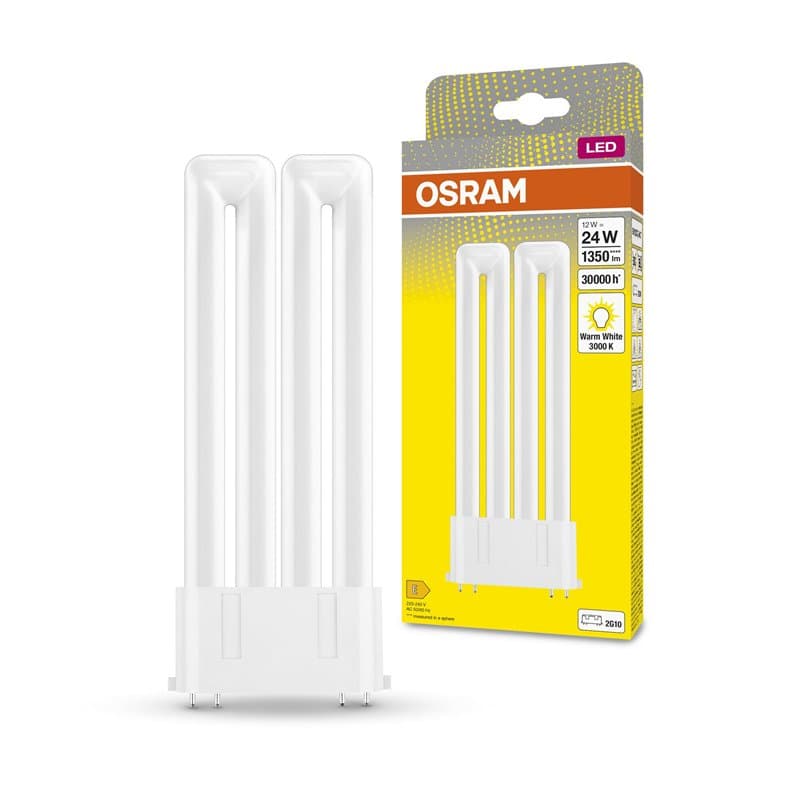 OSRAM Dulux LED F24 EM, 2G10, 12W, 1350LM, 3000K, couleur de lumière blanche chaude, remplacement de LED pour les lampes fluores