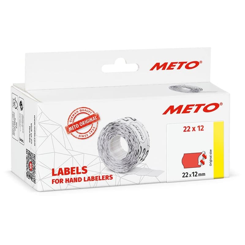 Meto Étiquettes pour étiqueteuse manuelle, réf. 9506156 (22 x 12 mm, 1 ligne, 6000 étiquettes, décollables et repositionnables,