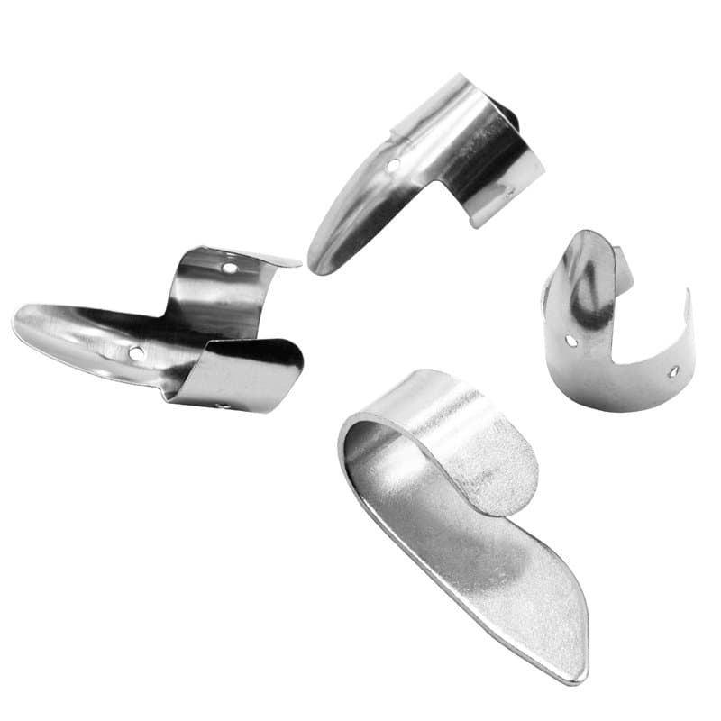vhbw Finger-Pick Set 1x onglet de pouce, 3x fingerpick Accessoire pour guitares comme des banjos, pedal-steel guitare - métal, a