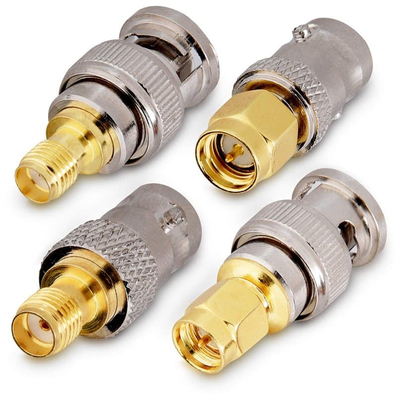kwmobile 4X Adaptateur SMA BNC - Kit avec Connecteur Coaxial Mâle et Femelle pour Fiche Antenne Scanner Radio Wi-FI