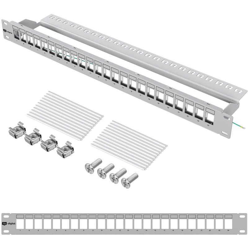 hb-digital Panneau de brassage modulaire 24 ports pour module Keystone RJ45 19" CAT 5 CAT 6 CAT 7 pour armoire réseau LAN Profes