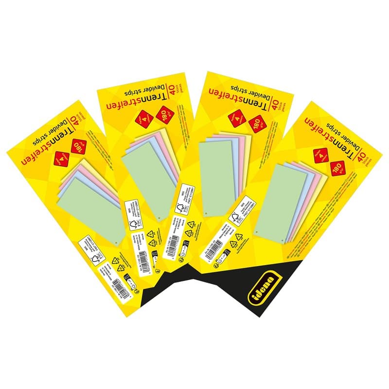 Idena 90277 - Intercalaires, 160 pièces perforées, registre en papier 180 g/m² FSC-Mix en 4 couleurs, pour l'école et le bureau
