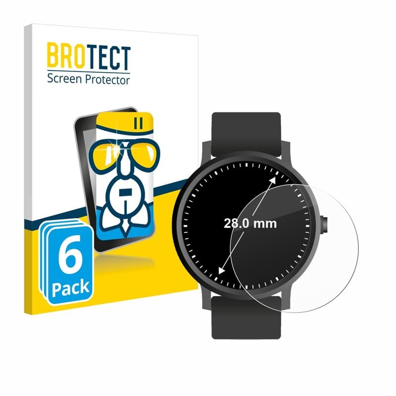 brotect Protection Écran Verre pour Montres (Circulaire, ø: 28 mm) (6 Pièces) Film Protecteur Vitre 9H [Anti-Rayures, Transparen