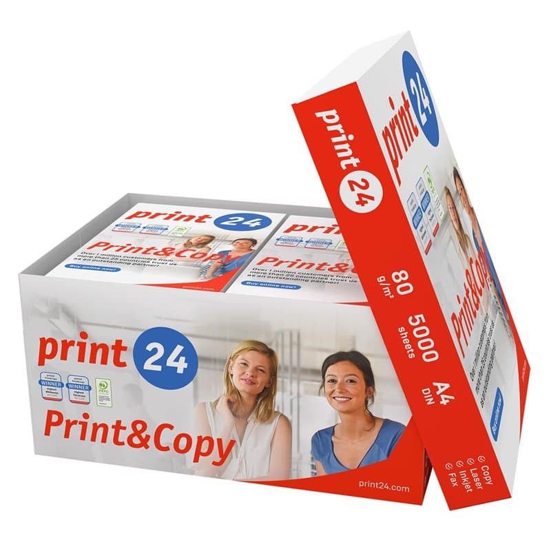 print24 Lot de 5000 feuilles de papier A4 pour imprimante et photocopieur, 10 x 500 feuilles A4, 80 g, blanc brillant CIE 160, c