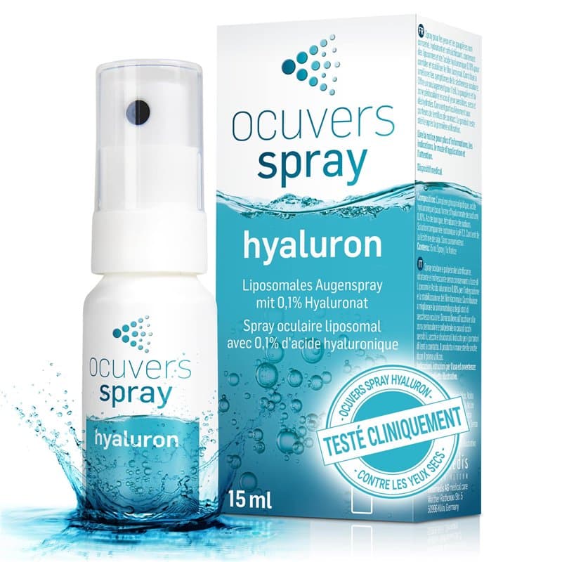 Ocuvers Hyaluron Spray oculaire – avec liposomes (15 ml) – contre la sécheresse oculaire. L’alternative aux gouttes pour les yeu