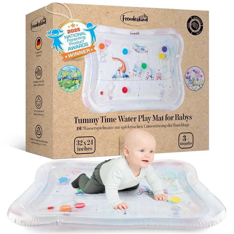 Freudeskind tapis de jeu d'eau sensoriel XXL pour bébé - Sensory tummy time water mat - De qualité supérieure sans BPA - De 0 à