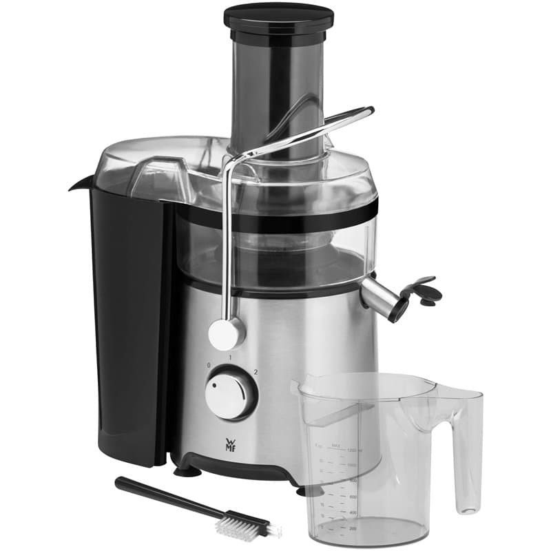 WMF Kult X Centrifugeuse électrique en acier inoxydable 500 W pour gros morceaux de fruits, pichet à jus 1,2 l, filtre à mousse,