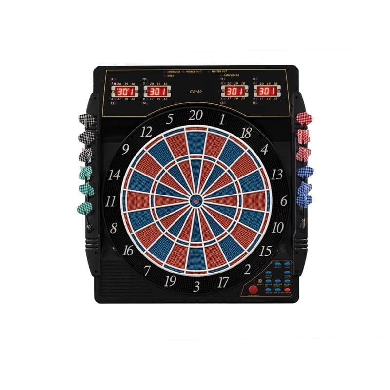 Karella Cible de fléchettes électronique CB-50 avec 27 Jeux et 159 Variantes de Jeu, Dimensions exactes du Tournoi en Version 2