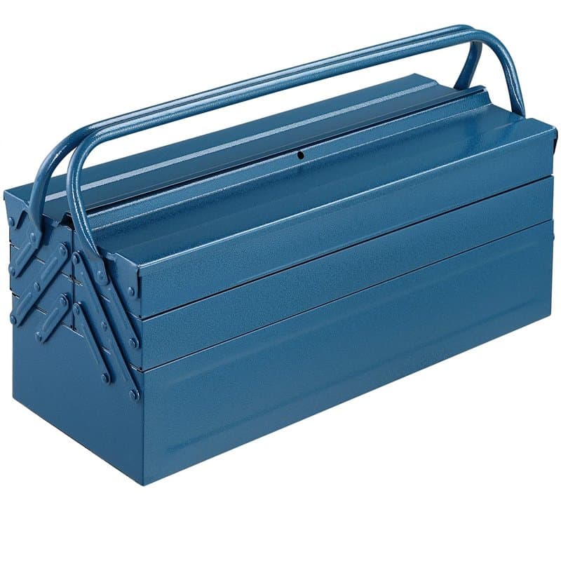 Boîte à outils vide bleu grand 5 compartiments caisse à outils mallette à outils coffre de rangement outillage 53x20x20cm garage