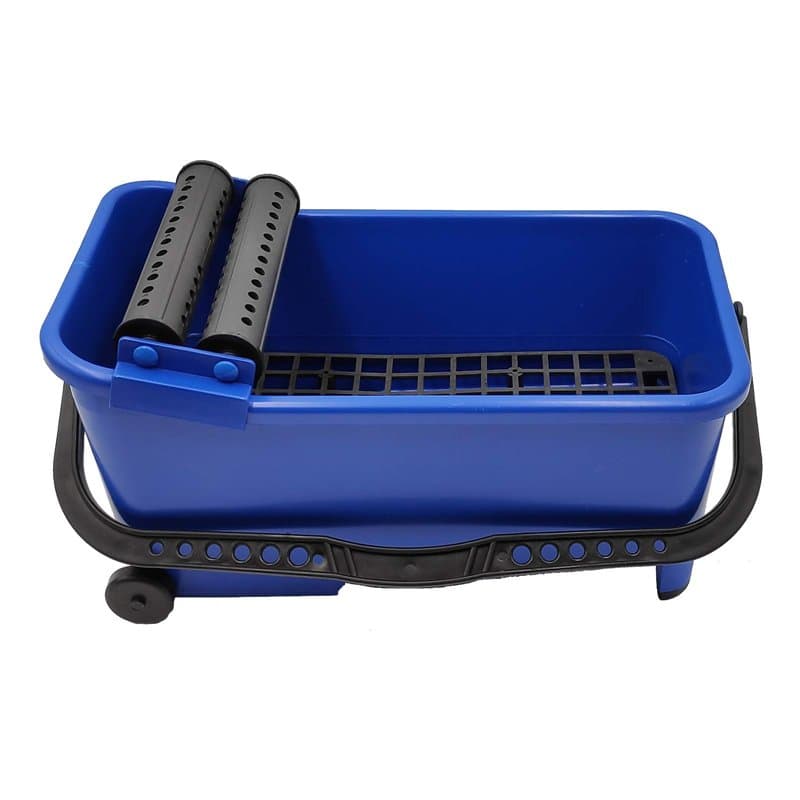 DEWEPRO® Seau de lavage professionnel 16 l avec 2 roues, tamis de fond et double rouleau