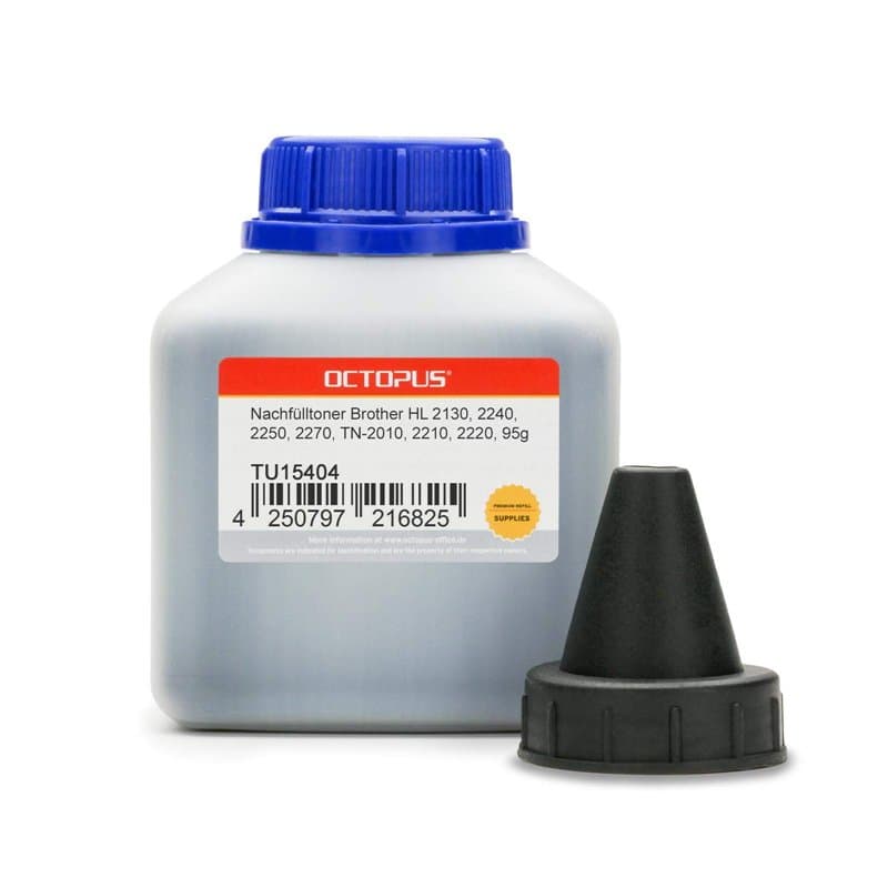 Octopus Toner de Recharge, Compatible avec Les imprimantes Brother HL 2130, 2240, 2250, 2270, TN-2010, 2210, 2220, 95 g de Poudr