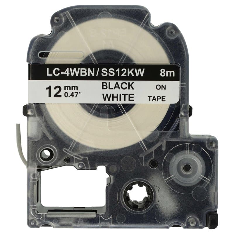 vhbw Ruban compatible avec Epson LabelWorks LW-1000P, LW-600P, LW-700, LW-500, LW-300, LW-400 imprimante d'étiquettes 12mm Noir