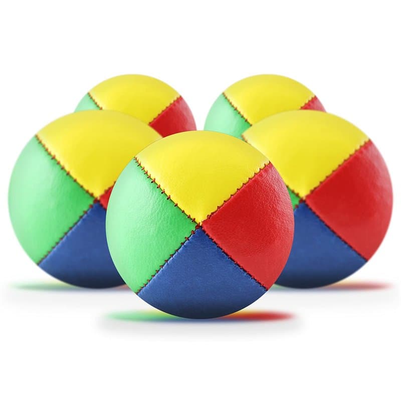 Diabolo Freizeitsport Lot de 5 balles de jonglage de 62 mm remplies de millet d'oiseau durable, imperméables, en cuir synthétiqu