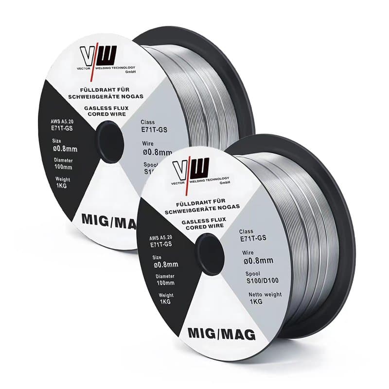 VECTOR Fil Fourré Sans Gaz MIG MAG 0,8 mm - 2 Boîtes 1 kg - E71T-GS