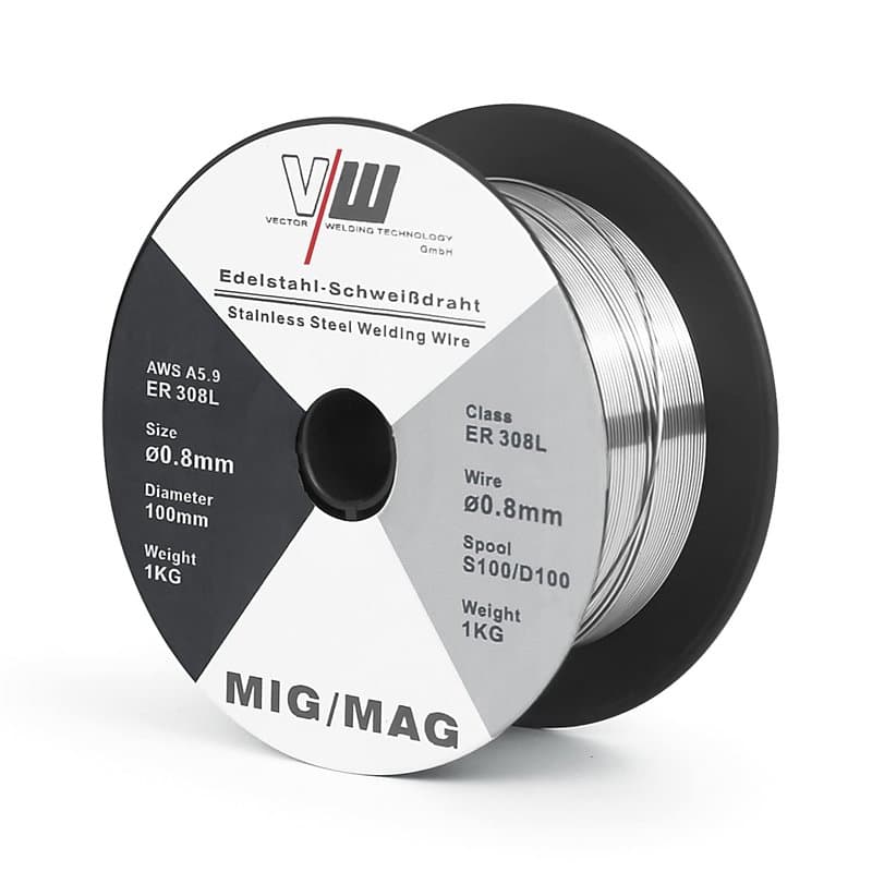MIG MAG ER308L Fil de soudure en acier inoxydable D100/S100-1 kg Diamètre 0,8 mm