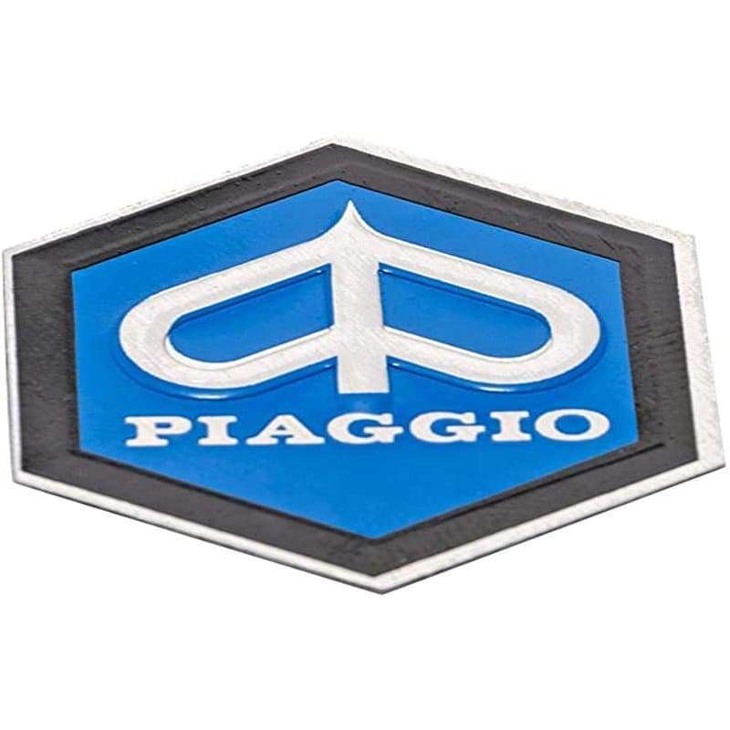 Emblème « Piaggio » en Cascade Hexagonale en Aluminium, Autocollant 31X36 Mm pour Vespa Px T5 Etc, Bleu, Argent, Noir