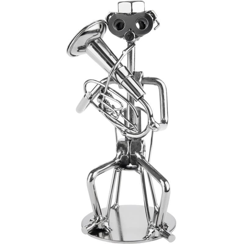 BRUBAKER Figurine en Écrous de Musicien au Tuba - Figurine Artisanale en Métal Tubiste - Figurine en Métal Musicien à Vent Décor
