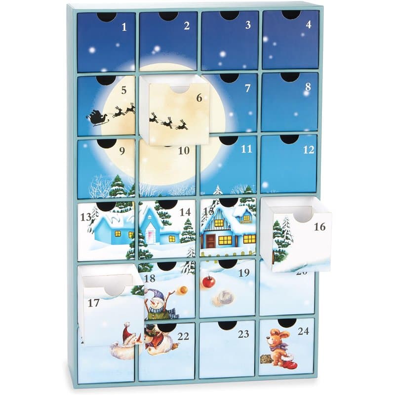 BRUBAKER Calendrier de l'Avent à Remplir - Village de Noël sous la Neige 2024 - Calendrier de Noël DIY avec 24 Portes pour Bons