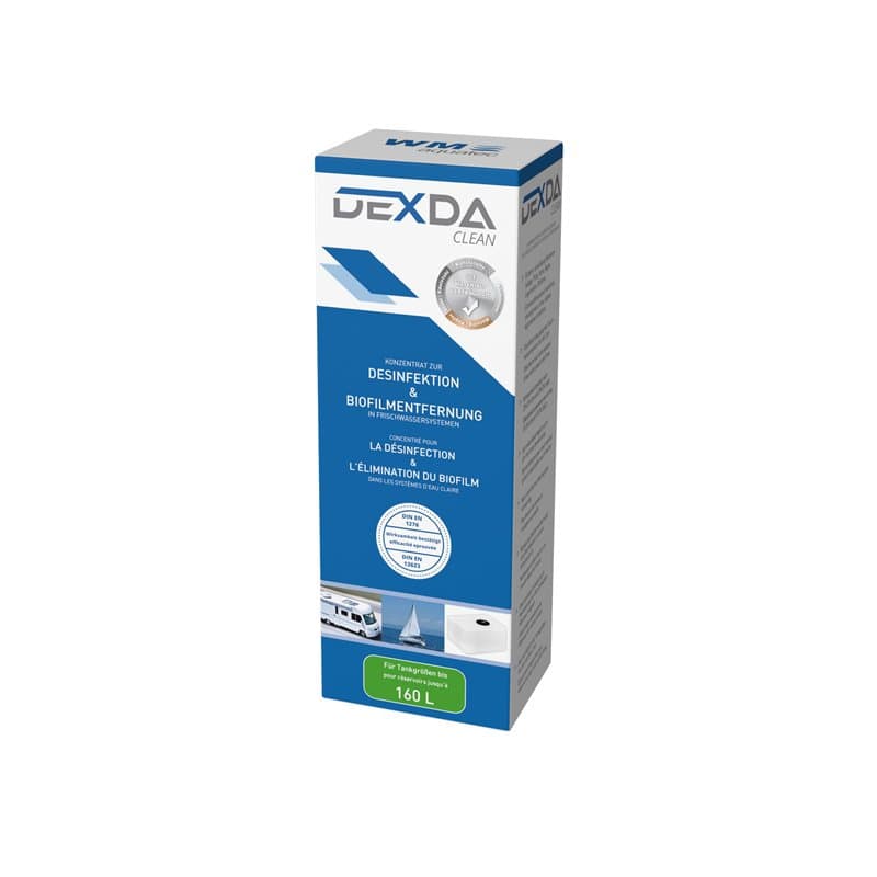 WM aquatec DEXDA Clean DC250CD03 | Nettoyant désinfectant pour réservoirs d'eau claire dans les camping-cars, bateaux etc. | éli