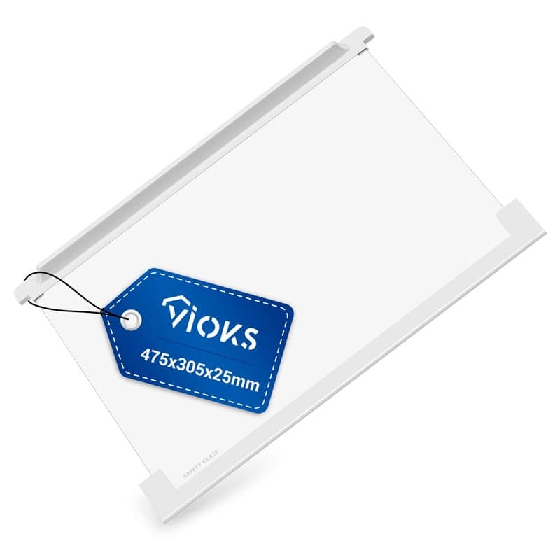 VIOKS Plateau en verre pour réfrigérateur AEG 225153106/3 475 x 305 mm - Étagères pour réfrigérateur AEG, Zanussi, Zanker