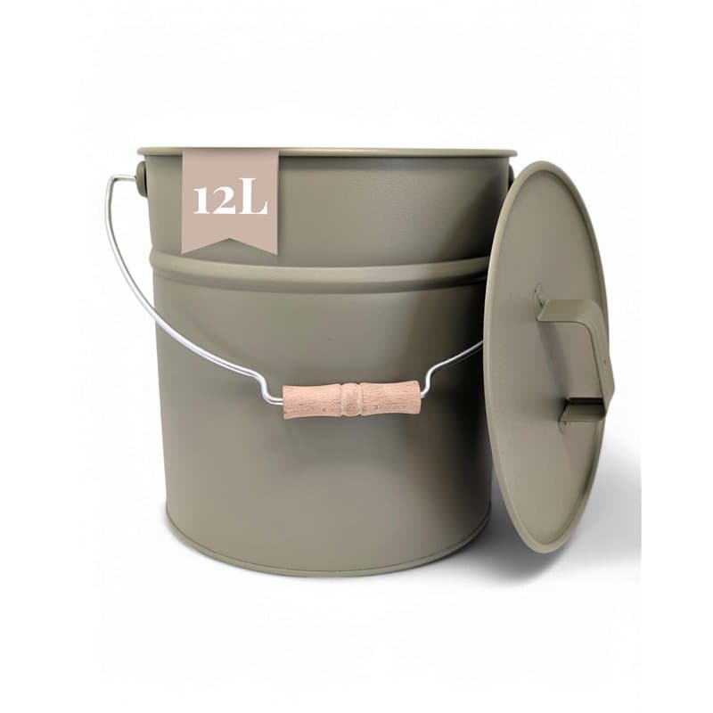 LIVLIG Seau en zinc avec couvercle - 12 l - Seau à cendres avec couvercle - Accessoire de cheminée - En tôle - Vert