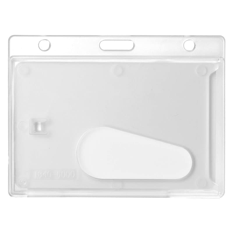Porte-carte avec trou oblong porte-badge transparent horizontal en plastique rigide, pochettes pour cartes d’identification et b