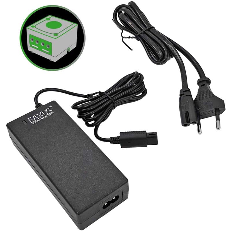 Eaxus® Alimentation électrique convient à la Nintendo GameCube NGC - Câble d'alimentation de 2,40 mètres/Adaptateur secteur