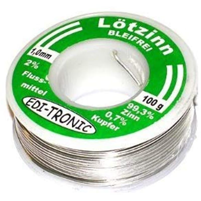 EDI-TRONIC soudure sans plomb soudure électronique 99,3% d'étain 0,7% de cuivre 1mm 100g