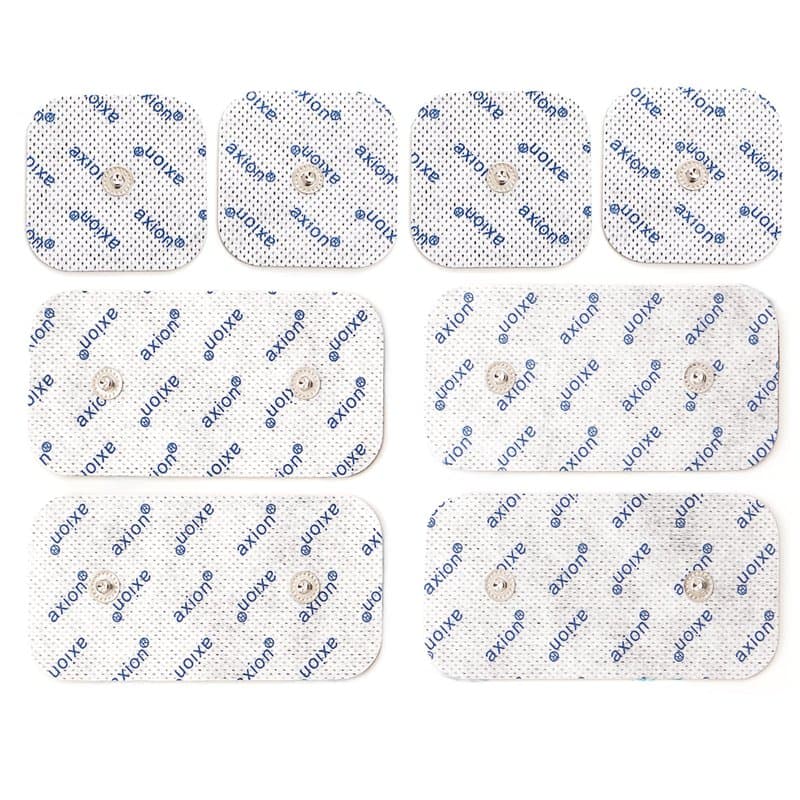axion Lot de 8 électrodes Mixtes Patch Compatible avec Les appareils COMPEX | Electrostimulateur TENS et EMS avec Connexion par