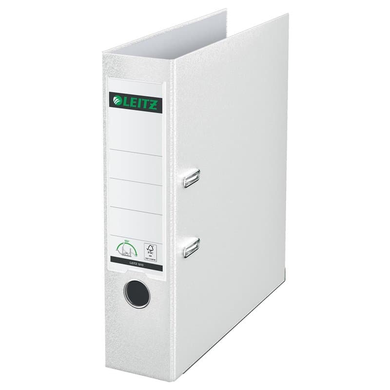 Leitz - 10105001 - Classeur à levier en carton - Format A4 - 600 feuilles - Etiquette 190 mm - Lot de 1 - Blanc