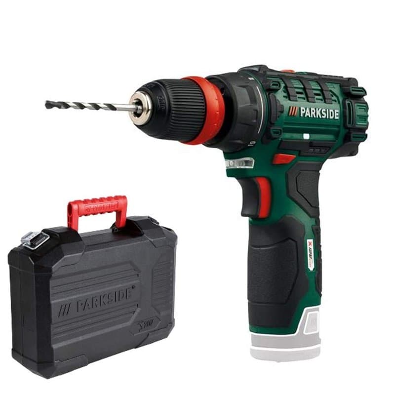 Perceuse sans fil Parkside PBSA 12 X12V, verrouillage de broche, LED, en coffret (sans chargeur ni batterie)